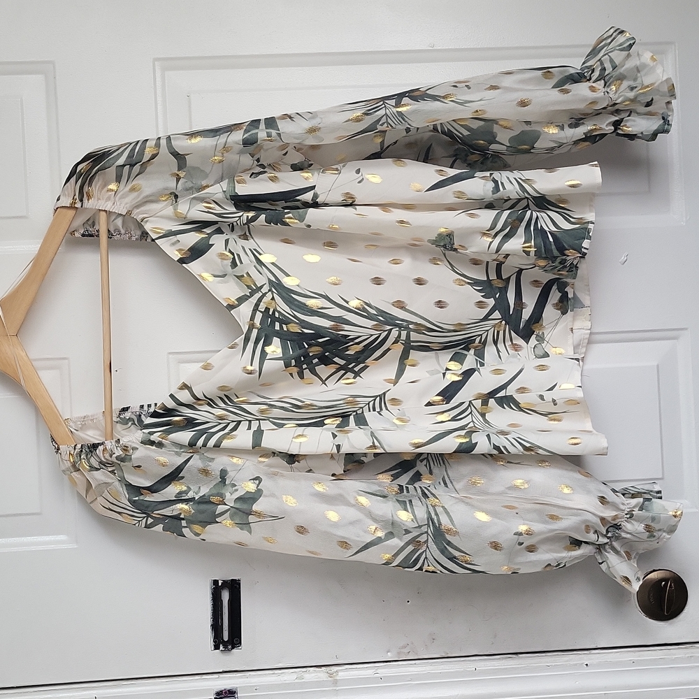 Peach. Crop Top Floral Print Plus Size 3X